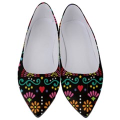 Mexican Folk Art Seamless Pattern Colorful Women s Low Heels