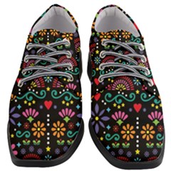 Mexican Folk Art Seamless Pattern Colorful Women Heeled Oxford Shoes