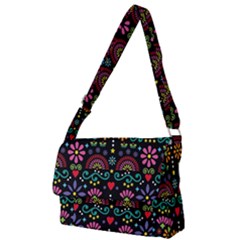 Mexican Folk Art Seamless Pattern Colorful Full Print Messenger Bag (l)