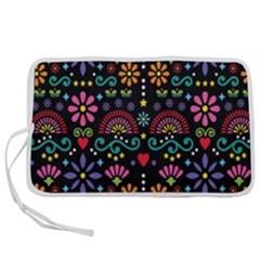 Mexican Folk Art Seamless Pattern Colorful Pen Storage Case (l) by Paksenen