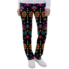 Mexican Folk Art Seamless Pattern Colorful Women s Casual Pants