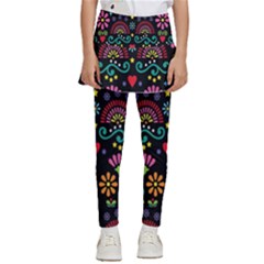 Mexican Folk Art Seamless Pattern Colorful Kids  Skirted Pants