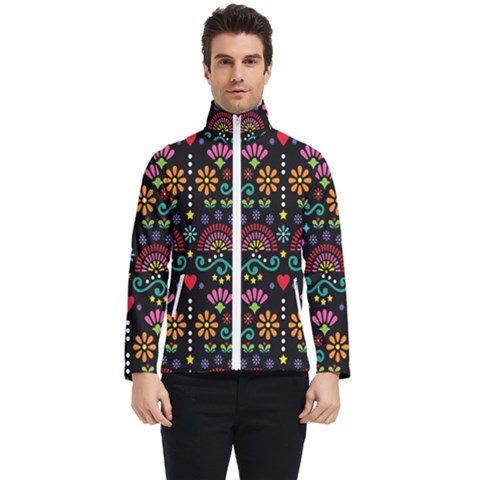 Mexican Folk Art Seamless Pattern Colorful Men s Bomber Jacket by Paksenen