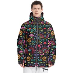 Mexican Folk Art Seamless Pattern Colorful Men s Multi Pockets Zip Ski And Snowboard Waterproof Breathable Jacket