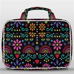 Mexican Folk Art Seamless Pattern Colorful Travel Toiletry Bag With Hanging Hook