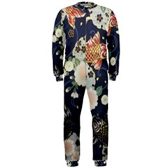 Japanese Wave Koi Illustration Pattern Onepiece Jumpsuit (men)