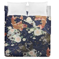 Japanese Wave Koi Illustration Pattern Duvet Cover Double Side (queen Size) by Ndabl3x