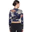 Japanese Wave Koi Illustration Pattern Long Sleeve Zip Up Bomber Jacket View2