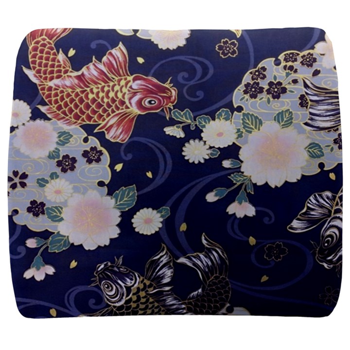 Japanese Wave Koi Illustration Pattern Back Support Cushion