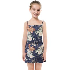 Japanese Wave Koi Illustration Pattern Kids  Summer Sun Dress