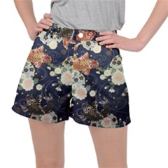 Japanese Wave Koi Illustration Pattern Women s Ripstop Shorts