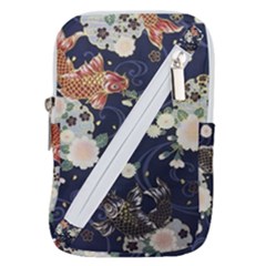 Japanese Wave Koi Illustration Pattern Belt Pouch Bag (small)