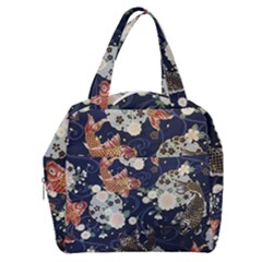 Japanese Wave Koi Illustration Pattern Boxy Hand Bag