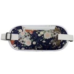 Japanese Wave Koi Illustration Pattern Rounded Waist Pouch