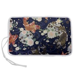 Japanese Wave Koi Illustration Pattern Pen Storage Case (s)