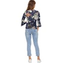 Japanese Wave Koi Illustration Pattern Bell Sleeve Top View4