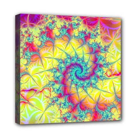 Fractal Spiral Abstract Background Vortex Yellow Mini Canvas 8  X 8  (stretched)