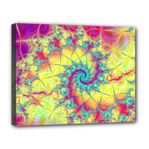 Fractal Spiral Abstract Background Vortex Yellow Canvas 14  X 11  (stretched)