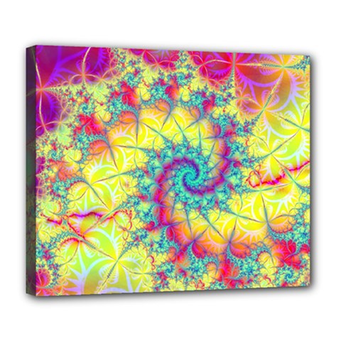 Fractal Spiral Abstract Background Vortex Yellow Deluxe Canvas 24  X 20  (stretched)