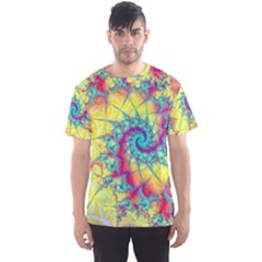 Fractal Spiral Abstract Background Vortex Yellow Men s Sport Mesh T-shirt