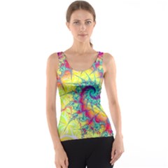 Fractal Spiral Abstract Background Vortex Yellow Women s Basic Tank Top