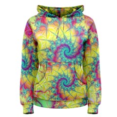 Fractal Spiral Abstract Background Vortex Yellow Women s Pullover Hoodie by Ket1n9