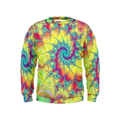 Fractal Spiral Abstract Background Vortex Yellow Kids  Sweatshirt