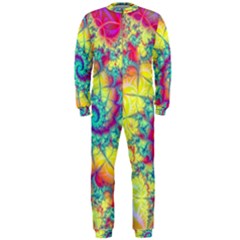 Fractal Spiral Abstract Background Vortex Yellow Onepiece Jumpsuit (men)