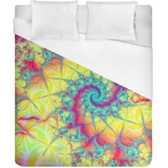 Fractal Spiral Abstract Background Vortex Yellow Duvet Cover (california King Size) by Ket1n9