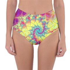 Fractal Spiral Abstract Background Vortex Yellow Reversible High-waist Bikini Bottoms