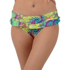 Fractal Spiral Abstract Background Vortex Yellow Frill Bikini Bottoms