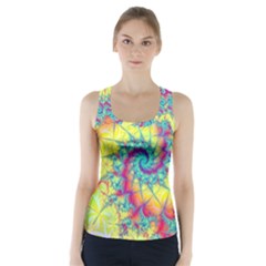 Fractal Spiral Abstract Background Vortex Yellow Racer Back Sports Top