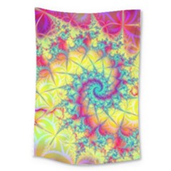 Fractal Spiral Abstract Background Vortex Yellow Large Tapestry