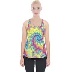 Fractal Spiral Abstract Background Vortex Yellow Piece Up Tank Top