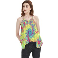 Fractal Spiral Abstract Background Vortex Yellow Flowy Camisole Tank Top