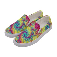 Fractal Spiral Abstract Background Vortex Yellow Women s Canvas Slip Ons