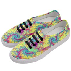 Fractal Spiral Abstract Background Vortex Yellow Women s Classic Low Top Sneakers