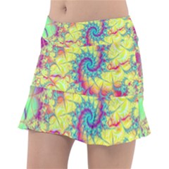 Fractal Spiral Abstract Background Vortex Yellow Classic Tennis Skirt