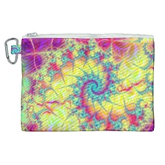 Fractal Spiral Abstract Background Vortex Yellow Canvas Cosmetic Bag (xl)