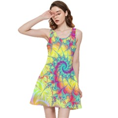 Fractal Spiral Abstract Background Vortex Yellow Inside Out Racerback Dress