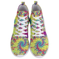 Fractal Spiral Abstract Background Vortex Yellow Men s Lightweight High Top Sneakers