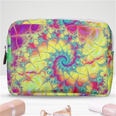 Fractal Spiral Abstract Background Vortex Yellow Make Up Pouch (medium)