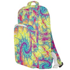 Fractal Spiral Abstract Background Vortex Yellow Double Compartment Backpack