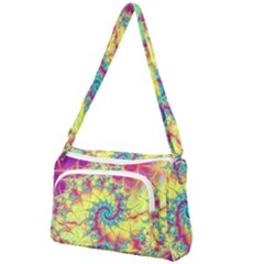 Fractal Spiral Abstract Background Vortex Yellow Front Pocket Crossbody Bag