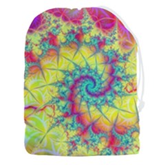 Fractal Spiral Abstract Background Vortex Yellow Drawstring Pouch (3xl)