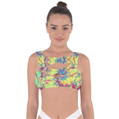 Fractal Spiral Abstract Background Vortex Yellow Bandaged Up Bikini Top