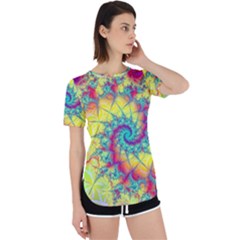 Fractal Spiral Abstract Background Vortex Yellow Perpetual Short Sleeve T-shirt