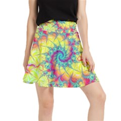 Fractal Spiral Abstract Background Vortex Yellow Waistband Skirt