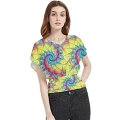 Fractal Spiral Abstract Background Vortex Yellow Butterfly Chiffon Blouse