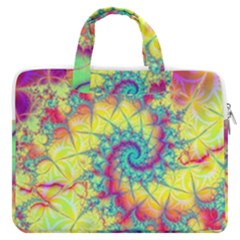 Fractal Spiral Abstract Background Vortex Yellow Macbook Pro 13  Double Pocket Laptop Bag